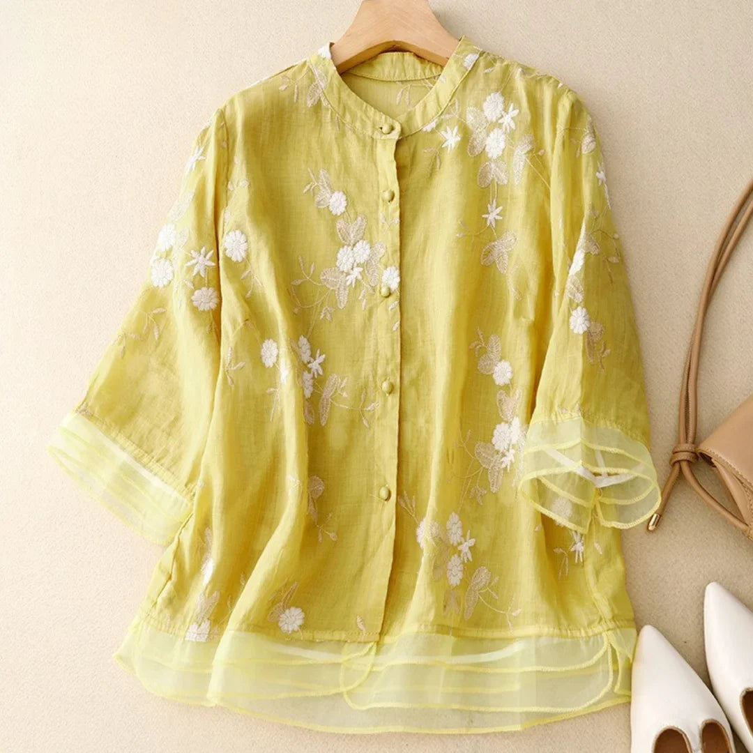 Élodie™ - Blusa elegante con delicados bordados y detalles estilizados